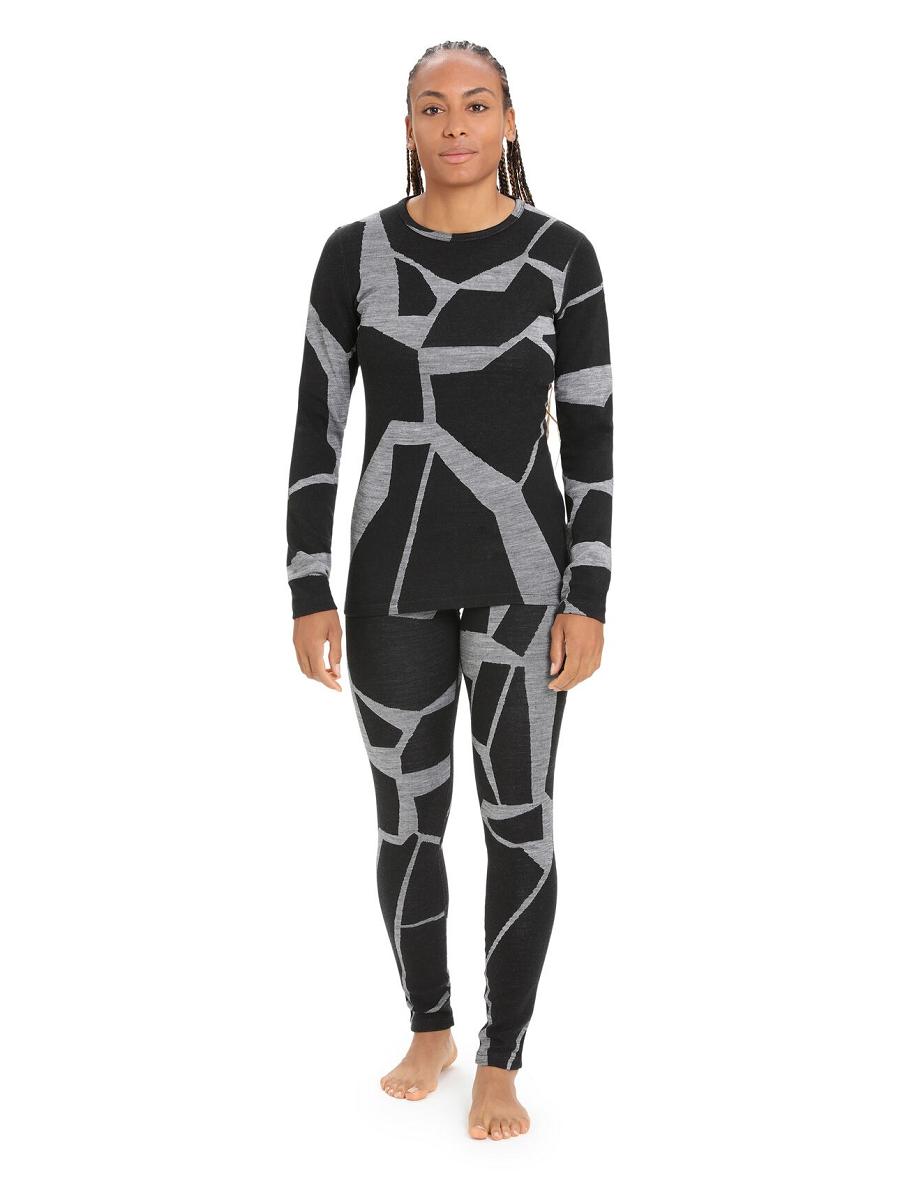 Icebreaker Merino 250 Vertex Thermal Fractured Landscapes Női Leggings Fekete | HU 1542ILHS